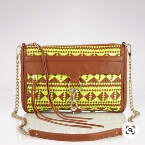 Rebecca Minkoff Large Neon Yellow Woven Mac Crossbody Bag $295 NWT